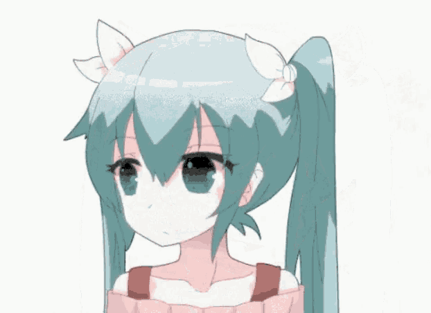 a cartoon girl with pigtails and cat ears is making a face .