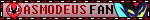 a sign that says ' dasmodeus fan ' on it in red