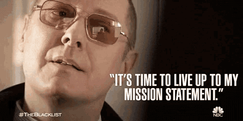a man wearing glasses says " it 's time to live up to my mission statement . "