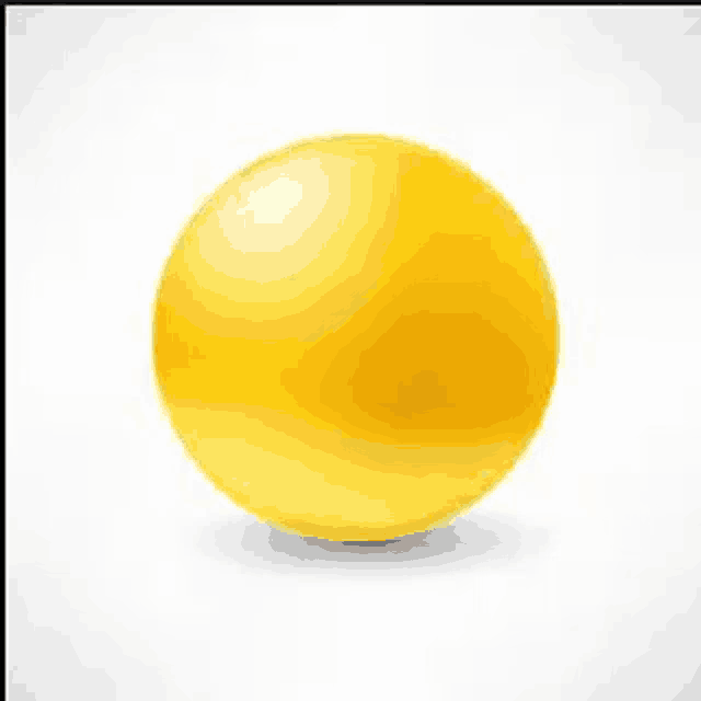 a yellow ball with a hand pointing to it on a white background .