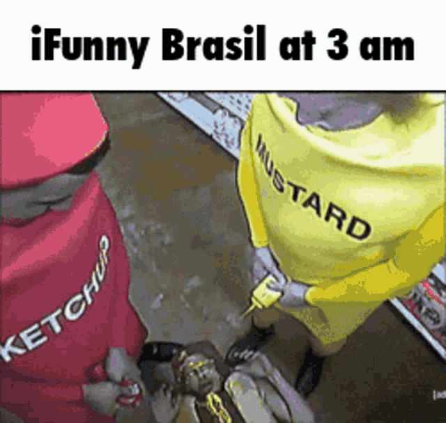 a man in a ketchup and mustard outfit