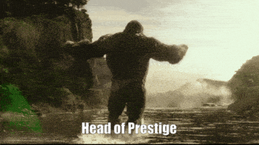 a picture of a monster with the words head of prestige on it