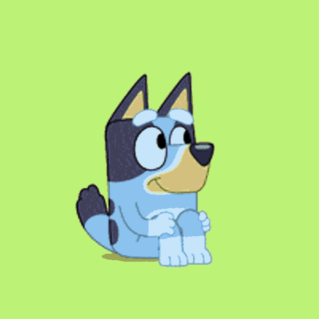 a cartoon dog is sitting on a green background with its eyes closed