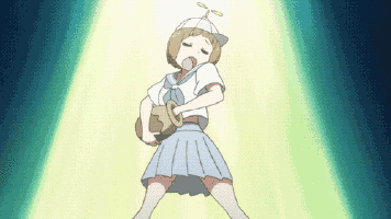 a cartoon girl with a hat on her head is holding a baseball