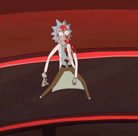 rick from rick and morty is standing in a green circle