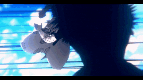 a silhouette of a person with a blue background