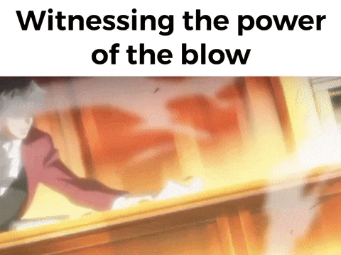 a man is witnessing the power of the blow in a cartoon .