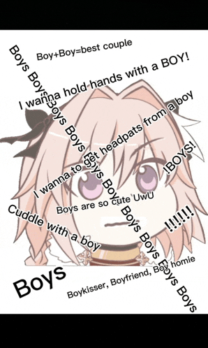 a cartoon of a girl with the words boys written around it