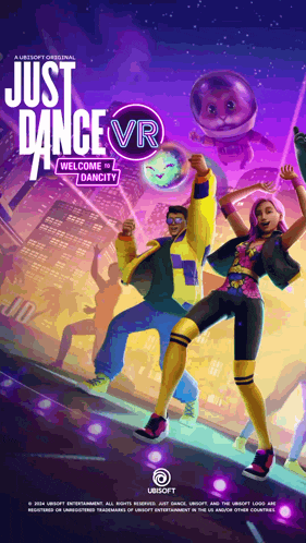 a poster for the video game just dance vr welcome to dancity