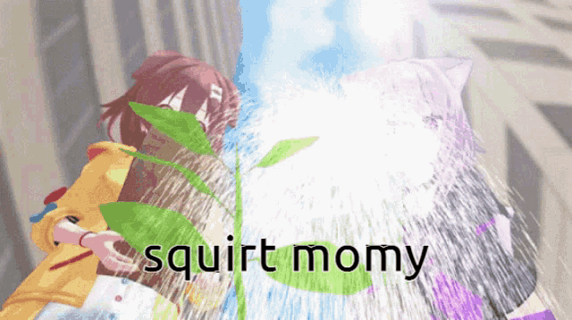 squirt momy is being sprayed on a cartoon character