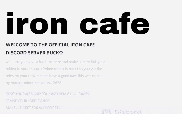 a screenshot of the iron cafe website