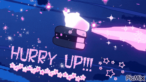 a picture with the words hurry up written in pink