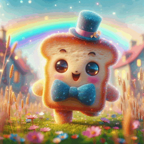 a slice of bread wearing a top hat and a bow tie
