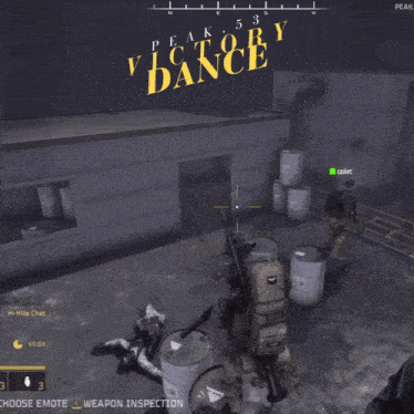a screenshot of a video game that says victory dance on the screen