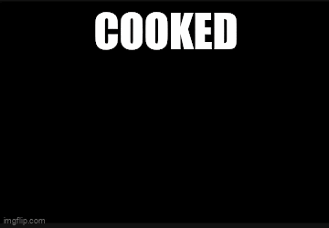 a black and white photo of a man 's face with the words cooked above him .