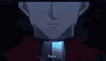 a person is standing in the dark with a bunch of blue lights coming out of their mouth .