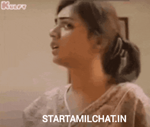 a close up of a woman 's face with the words starttamilchat.in written on the bottom