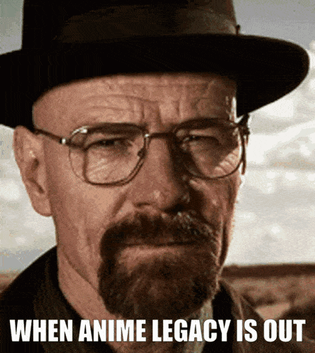a man wearing glasses and a hat with the words when anime legacy is out