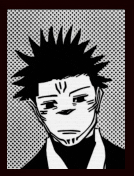 a black and white drawing of a man with spiky hair