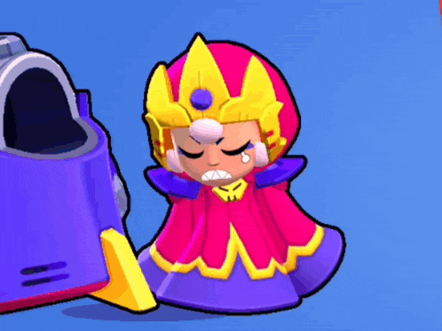 a cartoon character in a pink and purple dress with a crown on her head is crying .