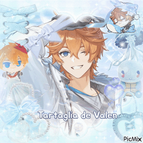 a picture of a boy with the name tartaglia de valen on the bottom