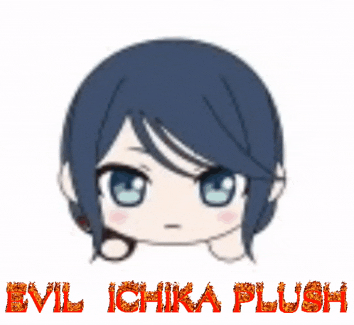 a picture of a girl with the words evil ichika plush written below it