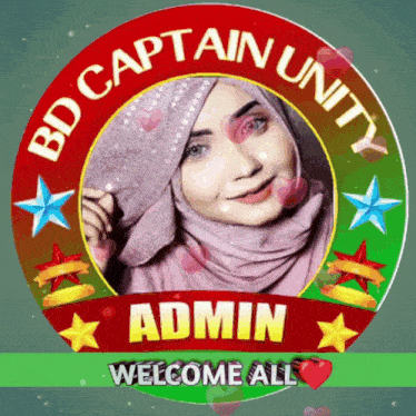 a logo for bd captain unity admin with a picture of a woman