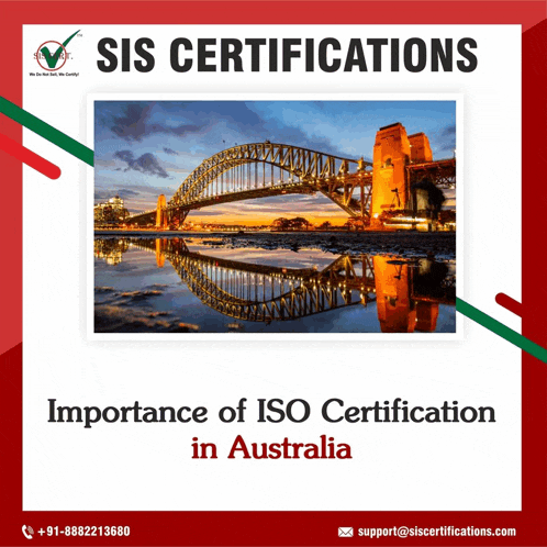 an advertisement for sis certifications shows a picture of the harbor bridge