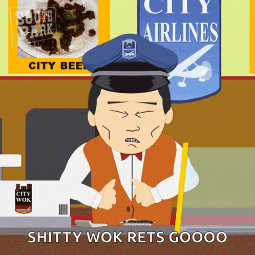 a cartoon of a man giving a thumbs up in front of a city airlines sign