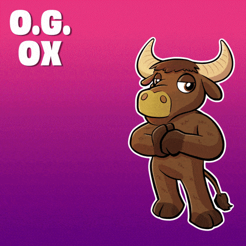 a cartoon bull with the words o.g. ox written above it