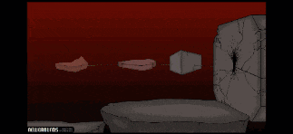 a cartoon character is standing in front of a wall that has a hole in it and says helloworld05 on the bottom