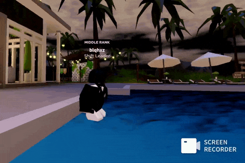 a person in a video game is in the middle of a pool