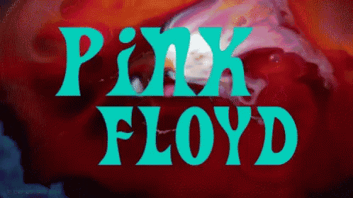 a pink floyd logo is displayed on a colorful background