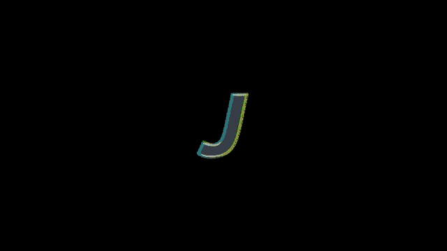 the letter j is glowing in the dark on a black background