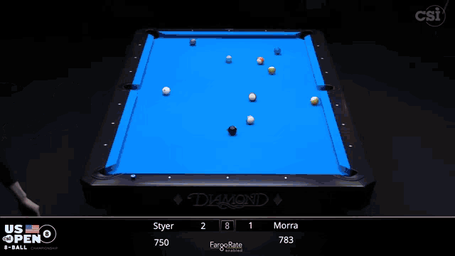 a pool table with a blue cloth and the words diamond on it