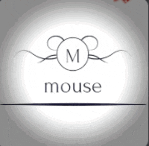 a mouse logo with a letter m in the middle