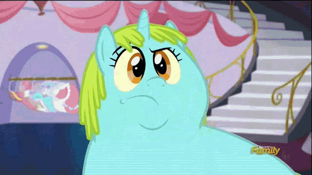 a cartoon of a pony with the word family in the corner