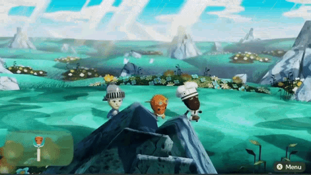a screenshot of a video game shows a menu button