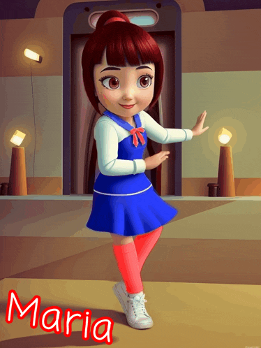 a cartoon drawing of a little girl with the name maria on the bottom