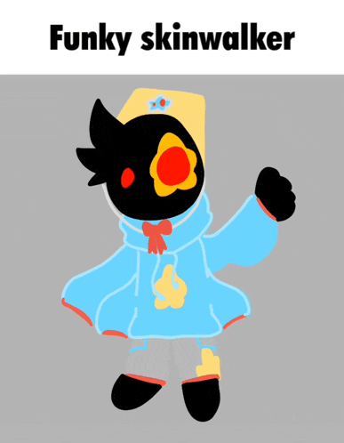 a drawing of a funky skinwalker with a yellow flower on its head