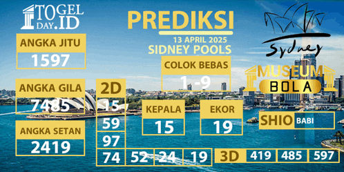 a poster for prediksi sydney pools on april 13th