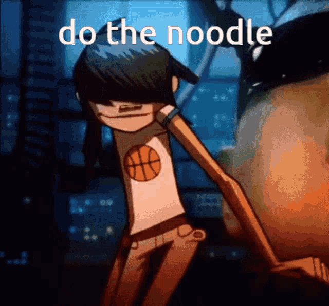 a cartoon character with the words do the noodle written on the top