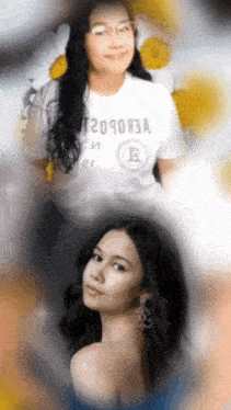 a woman wearing a t-shirt that says t209093a