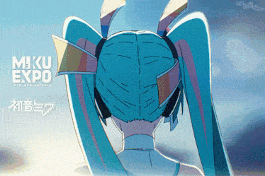 a miku expo 10th anniversary poster with a blue haired girl