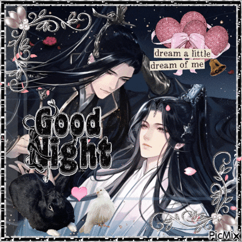 a picture of a man and a woman with the words good night