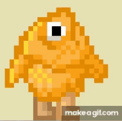 a pixel art of a fish with the words hello written below it