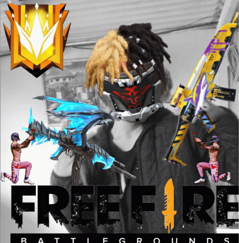 a poster for free fire battle grounds with a man in a mask