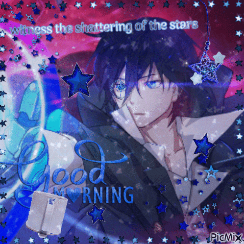 a picture of a boy with the words good morning
