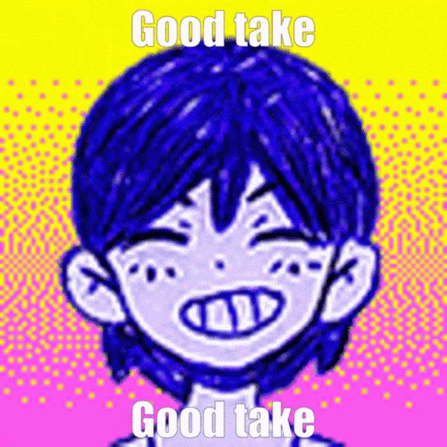 a drawing of a person with the words good take good take on the bottom