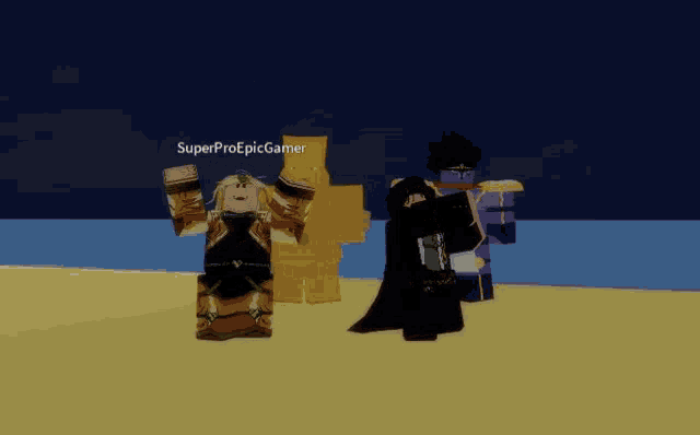 a group of cartoon characters are standing next to each other on a beach .
